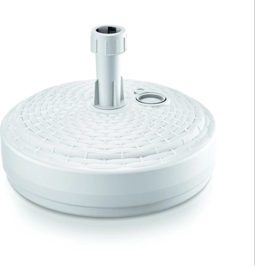 Okrogel podstavek za sončnik 39 cm bel imitacija ratana