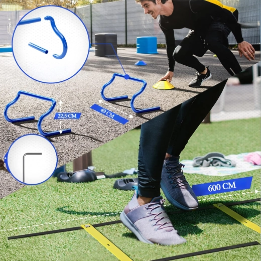 Velik komplet za trening – koordinacijska lestev, stožci in mini ovire XXL
