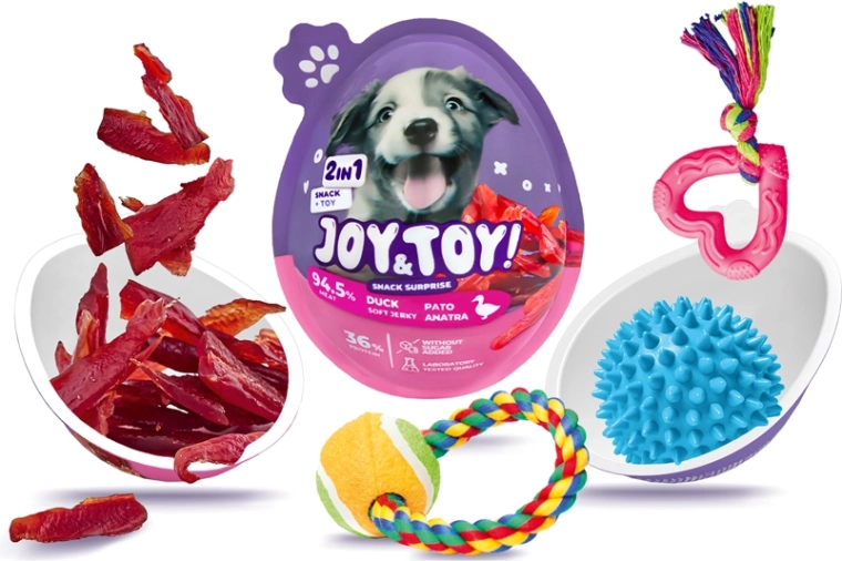 Joy&toy! Jajček za pse s presenečenjem – mehki račji jerky