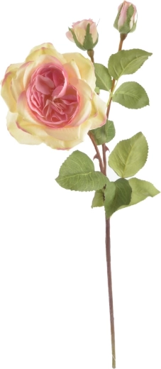 Umetna rumeno-rožnata vrtnica 52 cm