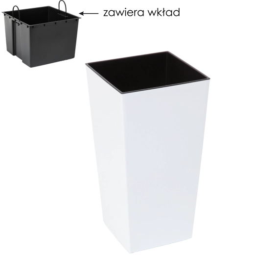 Cvetličnik Finezja z vložkom 30 × 30 cm bel sijaj