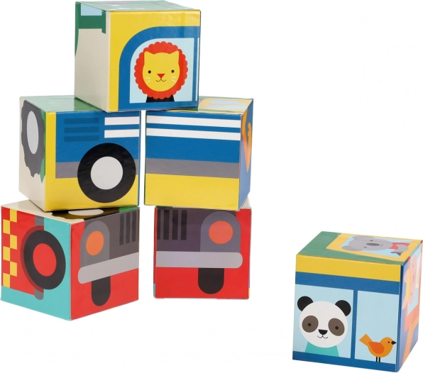 Petit Collage kocke vozila z živalmi