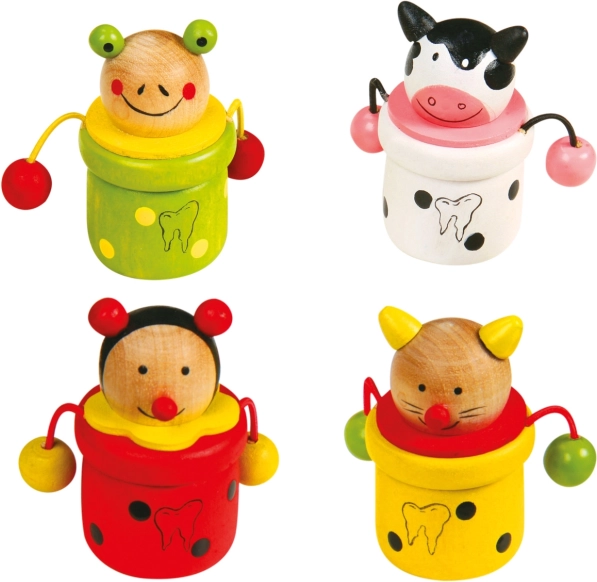 Lesene škatlice za zobe Živali 4 kosi