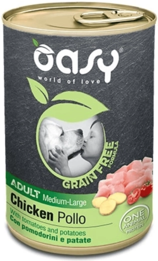 Oasy Grain Free konzerva za odrasle pse srednjih in velikih pasem s piščancem, 400 g