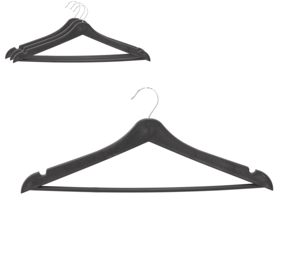 Komplet 3 žametnih obešalnikov za oblačila, vrtljiv kavelj 360°, črna