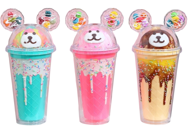 Lonček s pokrovom in slamico Medvedek 480 ml (več različic)