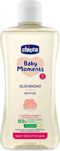 Chicco Baby Moments Sensitive Bath Oil with Cottonseed Oil and Vitamin E 200 ml