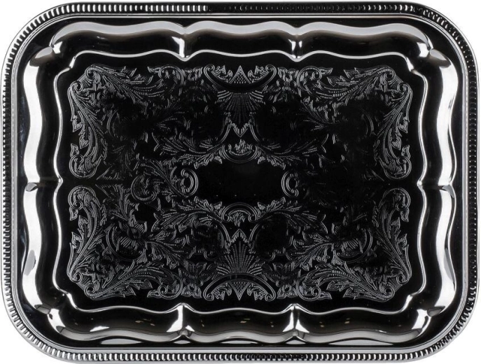 Kvadraten servirni pladenj AKCENT 41 × 31 cm, krom