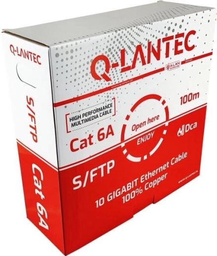 Q-LANTEC S/FTP Category 6A LSOH Dca Telecommunication Cable, 100 m