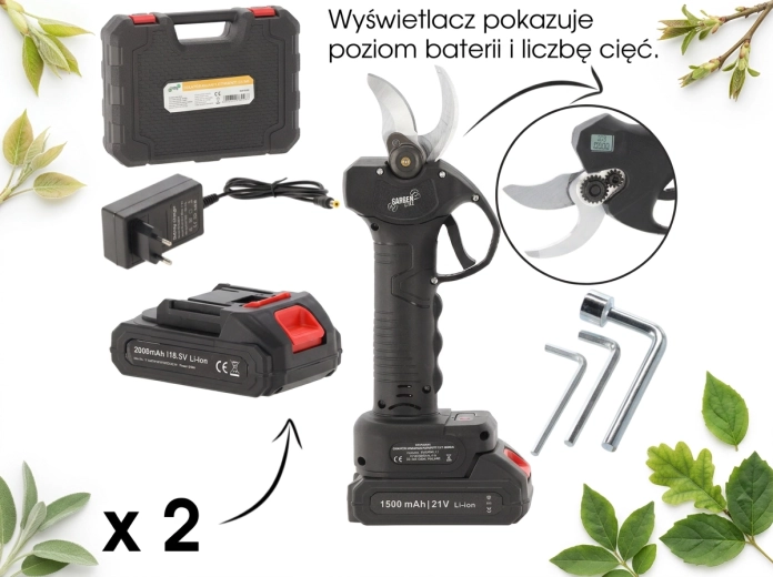 Akumulatorske vrtne škarje 21 V, rez do 30 mm