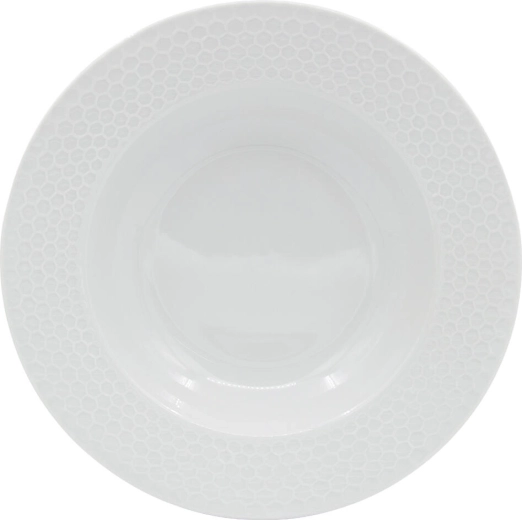 Globok porcelanast krožnik Honeycomb bel 25,5 cm