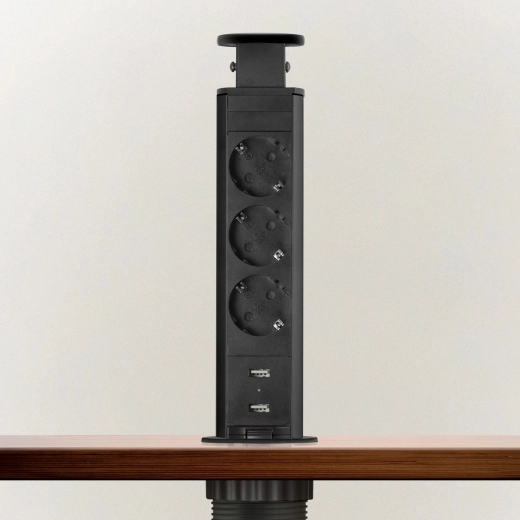 Pop-up built-in power socket strip with USB