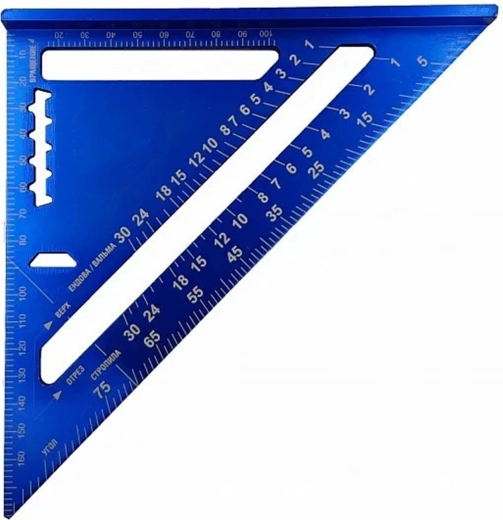 Renew Force carpenter’s square 180 mm (7") blue with laser scale + gloves and 3 carpenter’s pencils