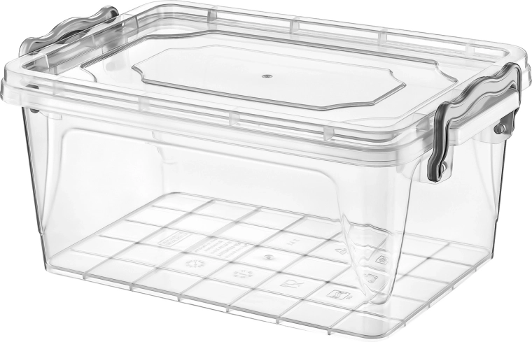 Plastična škatla za shranjevanje s sponkami 1,5 l, prozorna