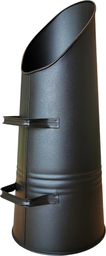 velik kovinski koš za premog – črn 15 l