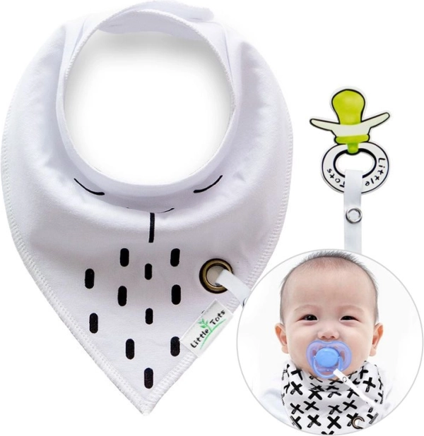 Slinček z držalom za dudo - bel