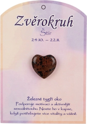 Kamen iz naravnega železnega tigrovega očesa v obliki srca – Bik