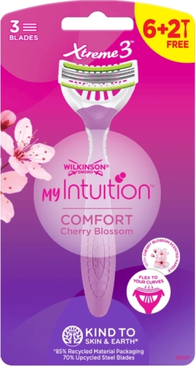 Disposable women's razor WILKINSON Xtreme3 Intuition Comfort Cherry Blossom, 8 pcs