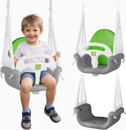 Ricokids otroška nihajna gugalnica Slonček 3v1 sivo-zelena