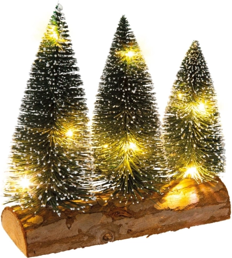 Christmas Tree Set on Wood with LEDs Retlux