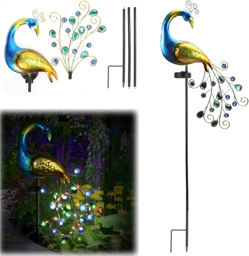 Solarna vrtna luč v obliki pava za zapičenje