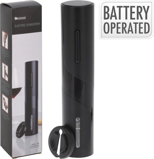 Električni odpirač za vino z rezalnikom folije, 23 cm, črna