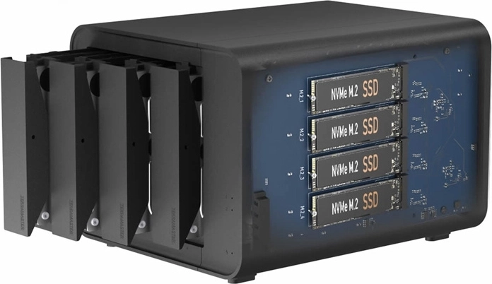 TerraMaster D8 Hybrid zunanje diskovno ohišje DAS za 8 diskov (4× SATA + 4× M.2 NVMe)