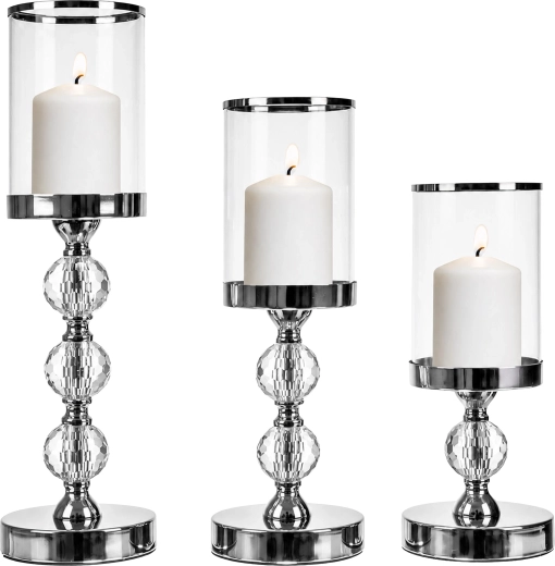 Silver Glass Glamour Candle Holder - 1 piece