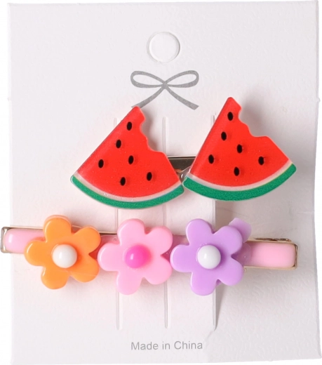 Komplet 2 sponk za lase - lubenica