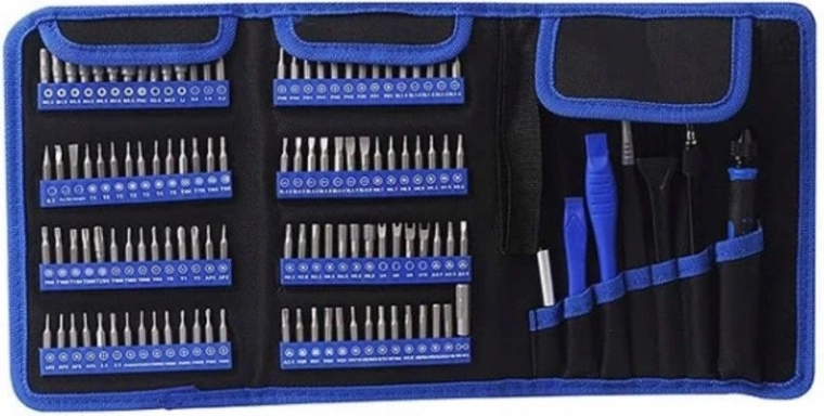 Service tool kit for repairing phones, tablets and laptops (112 bits) in a case