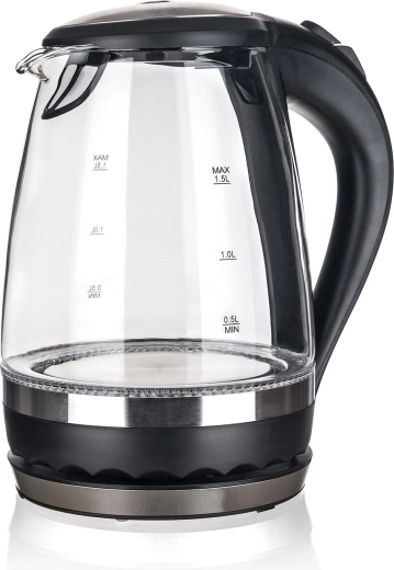 Shady 1.5 L Glass Electric Kettle with LED Backlight – Black