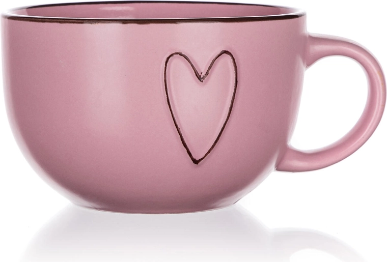 Roza keramična skodelica Jumbo Heart 730 ml