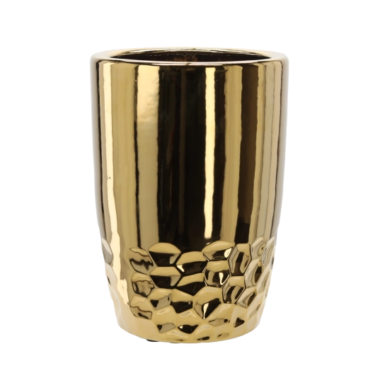 Keramični okrasni lonček za rože 30,5 × 30,5 × 42,5 cm, zlati