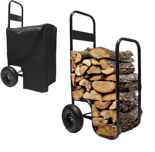 Premični voziček za drva s ponjavo, nosilnost 60 kg