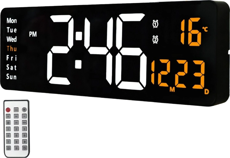 LED digitalna stenska ura XXL 39 cm RENEW FORCE z daljinskim upravljalnikom