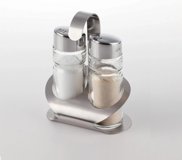 Začimbni komplet Provence – sol in poper, steklo v nerjavečem stojalu