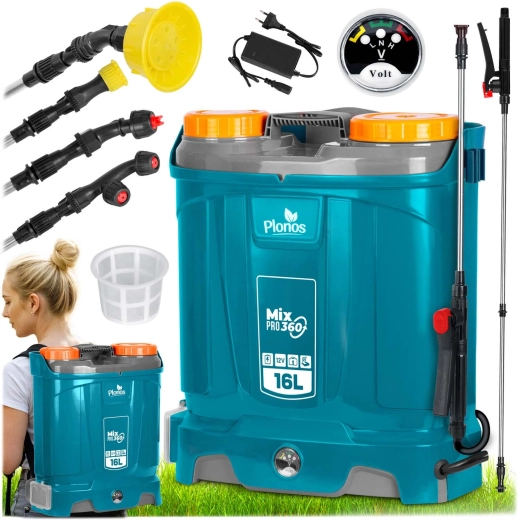 Akuratni nahrbtni akumulatorski razpršilec z mešanjem 16 l Plonos
