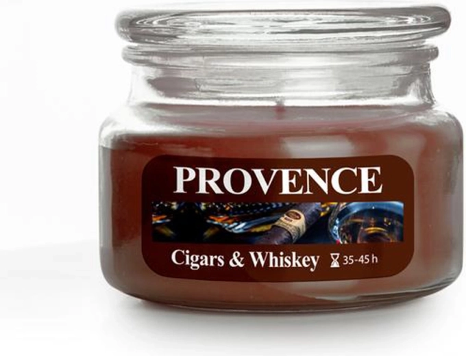 Dišeča sveča v steklu Provence cigars & whiskey 45 ur