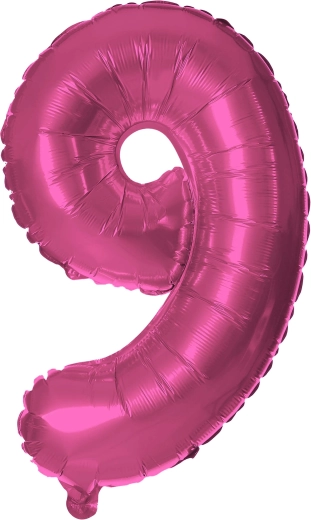 Folijski balon številka 9 rožnat 30 cm TORO