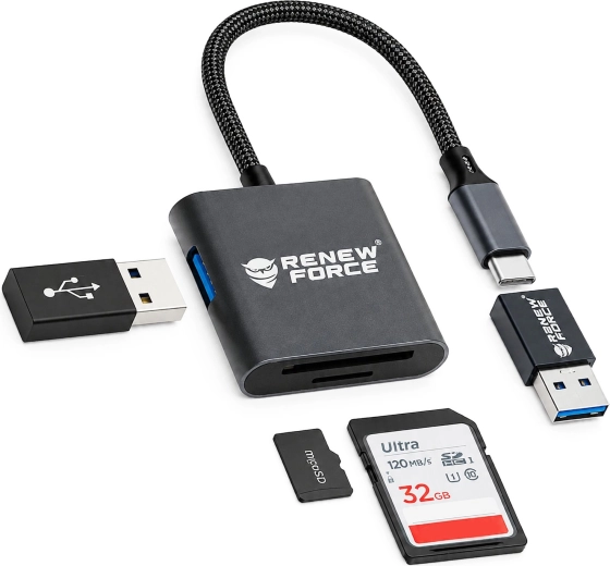 Čitalnik pomnilniških kartic USB‑C 3v1 Renew Force