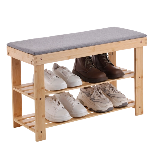 Bambusova klop z odlagalno polico za čevlje 70 × 28 × 45 cm - 1 kos
