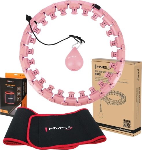 Komplet masažnega obroča z utežjo HMS HHW01 in shujševalnega pasu BR163 – rožnata