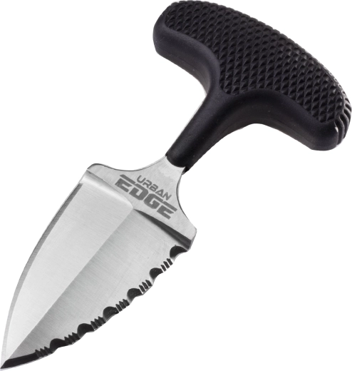 Potisni nož Cold Steel Urban Edge 50/50 rob, 6,4 cm, črn, Kray-Ex, tok Secure-Ex