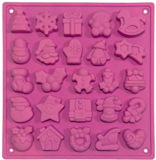 Silikonski božični model za piškote, rožnat, 25 kosov