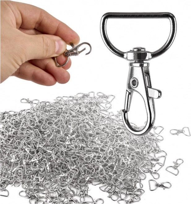 Kovinski vrtljivi karabinčki ribica 3,7 × 2 cm, srebrni – 500 kos