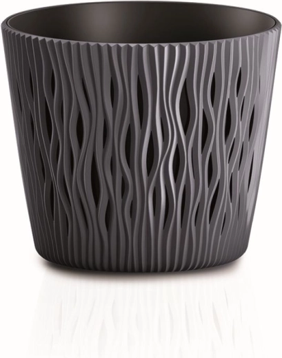 Cvetlični lonec Sandy Round z vložkom, antracit, premer 26,2 cm