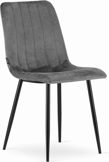 Oblazinjeni stoli 4 kos – temno sivi žamet, kovinske noge