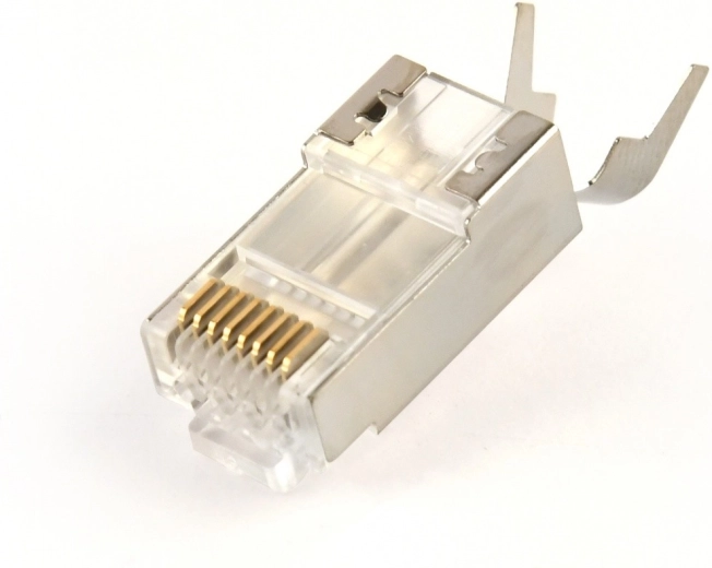 Oklopljen prehodni modularni konektor RJ45 Cat7, pozlačen 15 µ, 10 kos