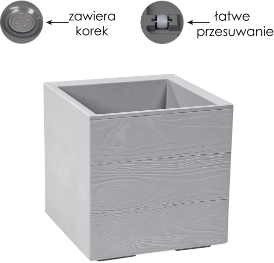 Cvetlični lonec Lamela Karo 30 × 30 × 30 cm, siv
