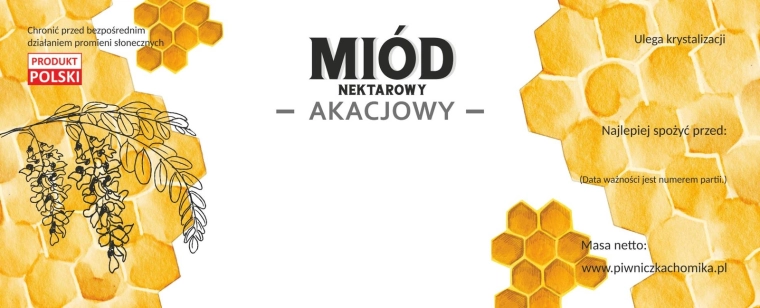 Komplet 100 etiket za akacijev cvetlični med 154 × 60 mm